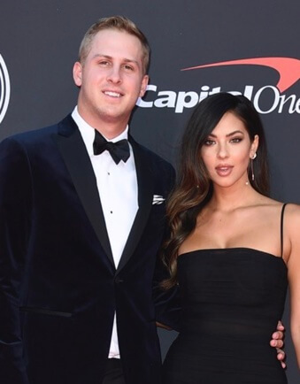 Jared Goff with his wife.